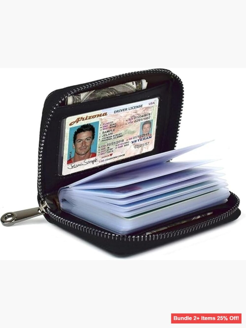 RFID Blocking Genuine Leather Card Holder Wallet with 20 Slots